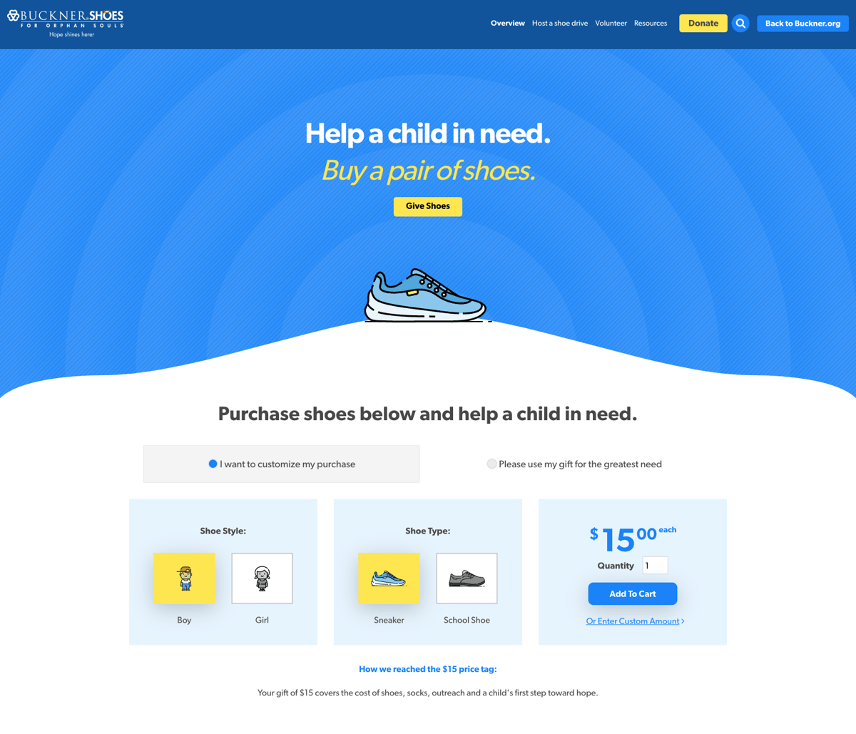 Buckner Used iDonate's SDK to create their fundraising page