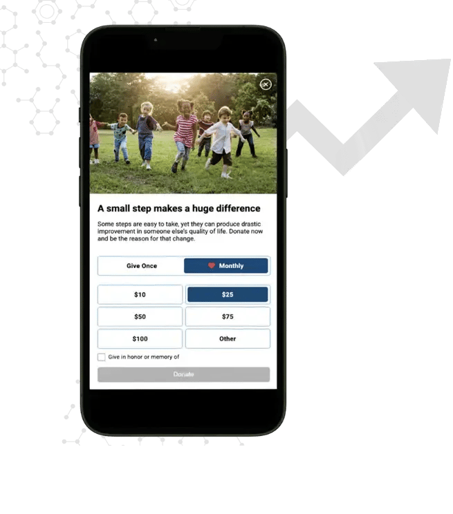 iDonate platform interface showing donation page with donation options